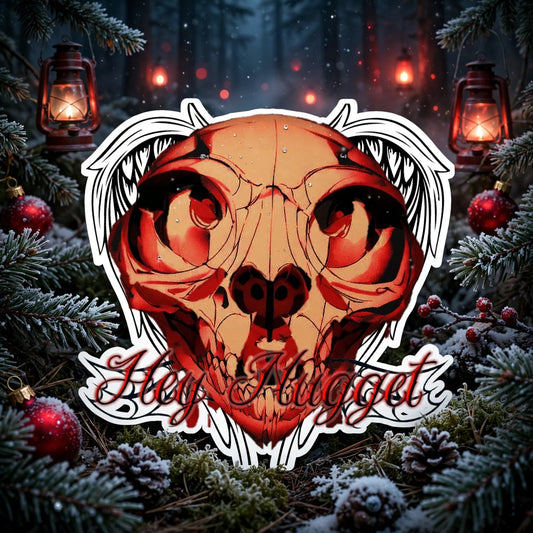 Stand out  with the  Hey Nugget Skull Vinyl Die-Cut Stickers  available at Hey Nugget. Grab yours today!