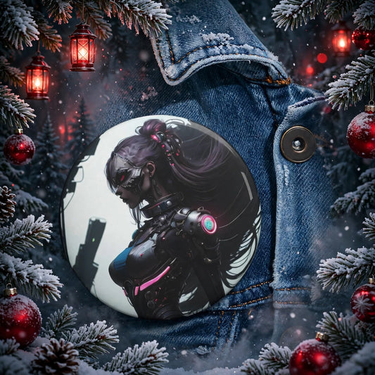 Stand out  with the  Cyber Twin Omega Pin Buttons  available at Hey Nugget. Grab yours today!