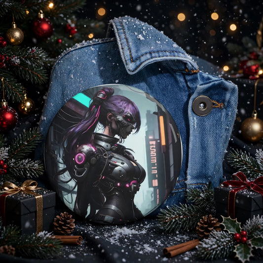 Stand out  with the  Cyber Twin Alpha  Pin Buttons  available at Hey Nugget. Grab yours today!