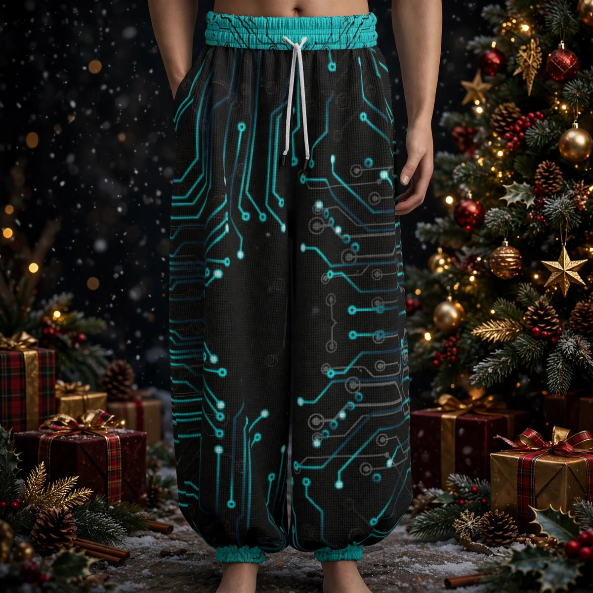 Stand out  with the  Glitched Unisex Lantern Pants  available at Hey Nugget. Grab yours today!