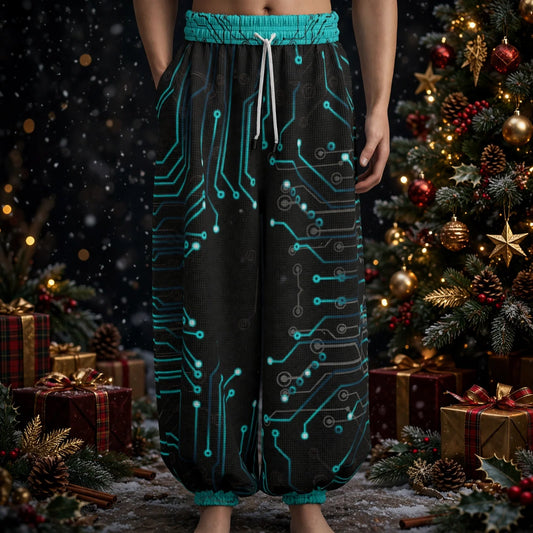 Stand out  with the  Glitched Unisex Lantern Pants  available at Hey Nugget. Grab yours today!