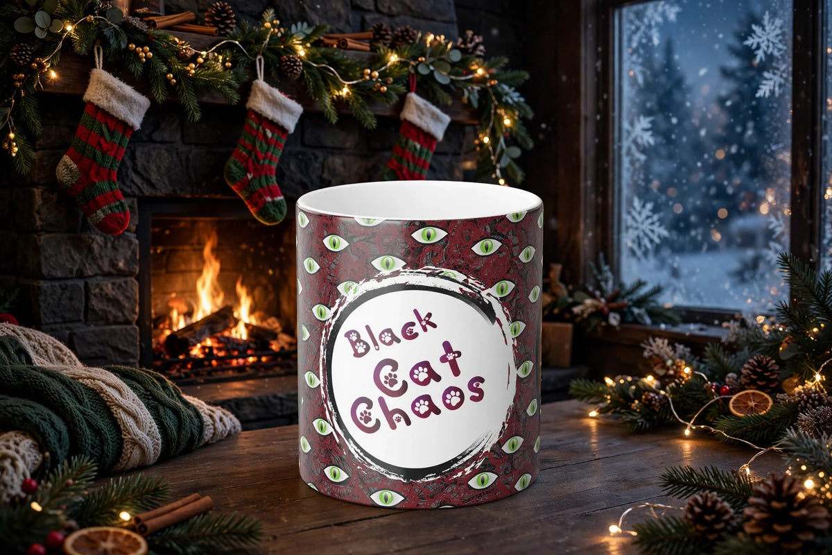 Stand out  with the  Black Cat Chaos Color Morphing Mug, 11oz  available at Hey Nugget. Grab yours today!