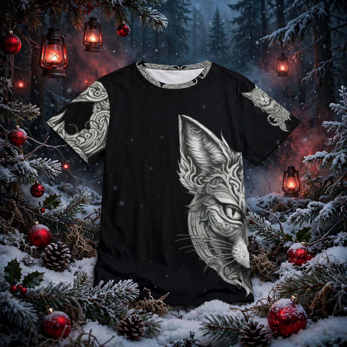 Stand out  with the  Nordic Kitty Unisex Adult Short Sleeve  available at Hey Nugget. Grab yours today!