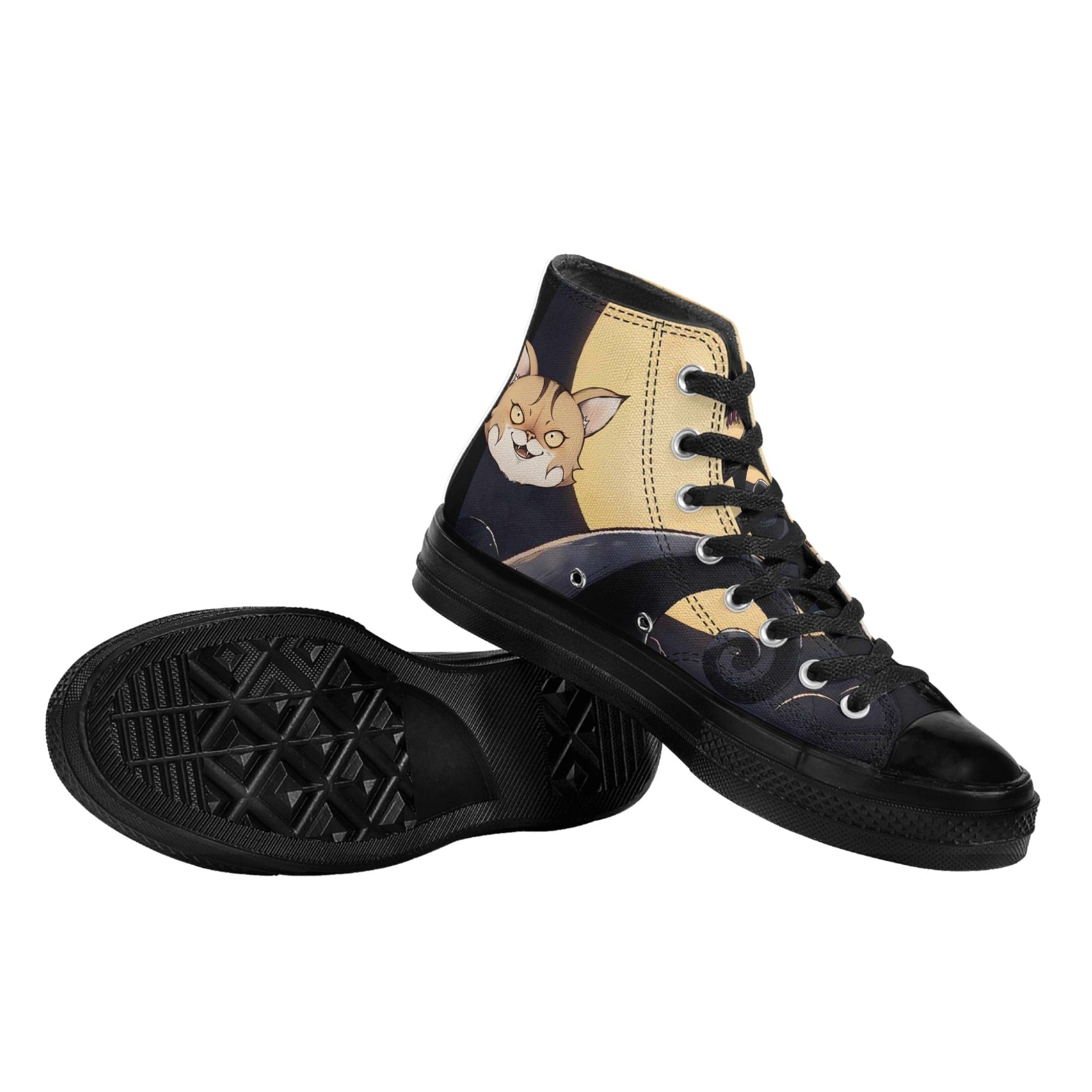 Stand out  with the  Nightmare Before HeyNugget Womens Classic Black High Top Canvas Shoes  available at Hey Nugget. Grab yours today!