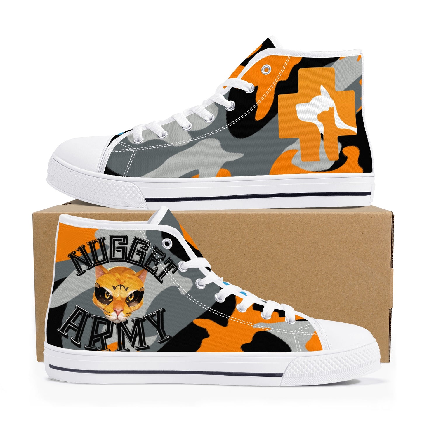 Stand out  with the  Nugget Army Vets Womens High Top Canvas Shoes  available at Hey Nugget. Grab yours today!