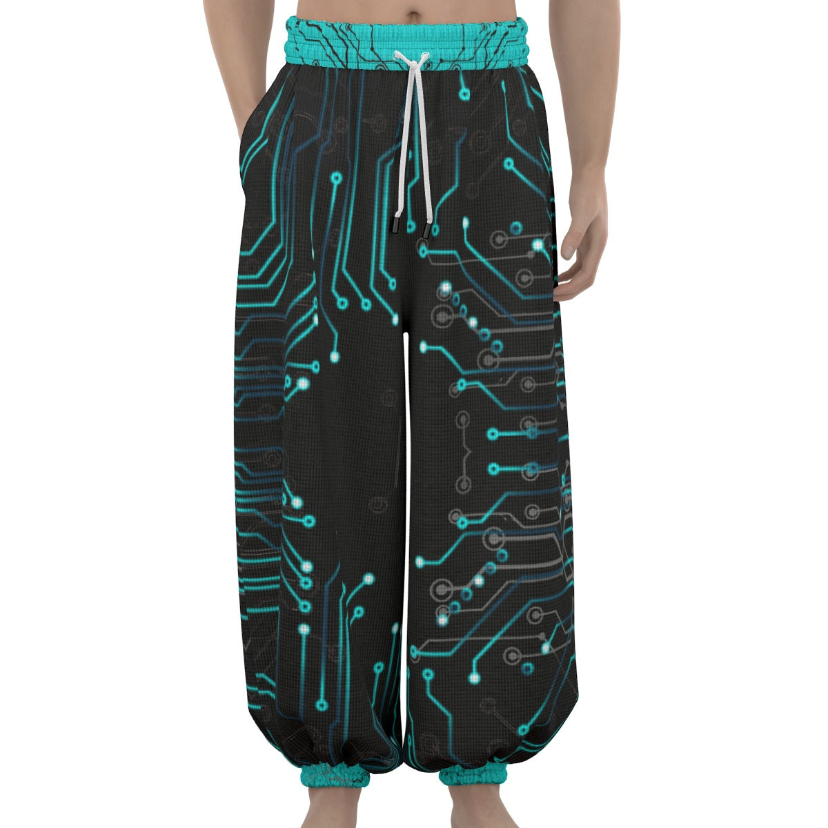 Stand out  with the  Glitched Unisex Lantern Pants  available at Hey Nugget. Grab yours today!
