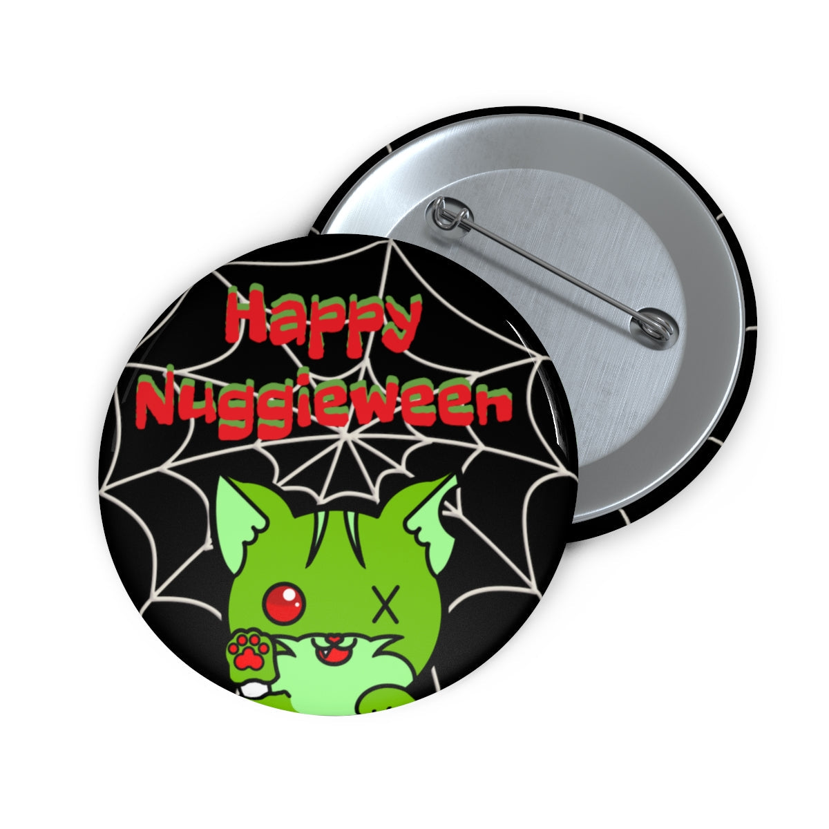 Stand out  with the  Happy Nuggieween Custom Pin Buttons  available at Hey Nugget. Grab yours today!