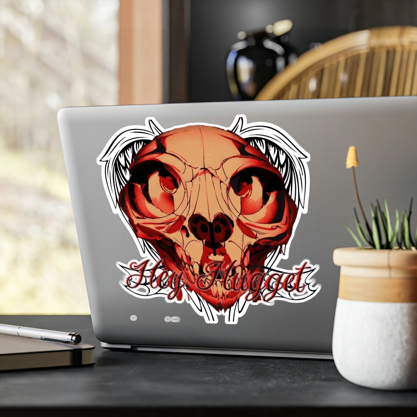 Stand out  with the  Hey Nugget Skull Vinyl Die-Cut Stickers  available at Hey Nugget. Grab yours today!