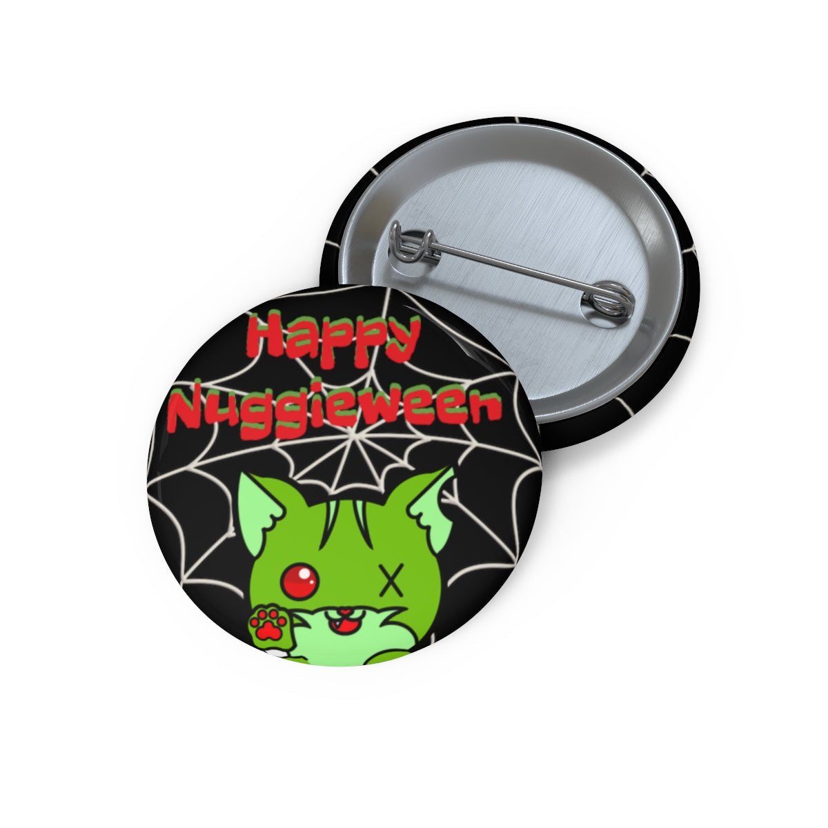 Stand out  with the  Happy Nuggieween Custom Pin Buttons  available at Hey Nugget. Grab yours today!